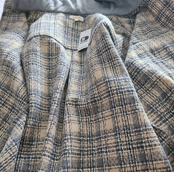 NWT Buckle  A.PEACH Plaid Button-Up Shirt with Hood Sz.L Women's - Picture 7 of 11